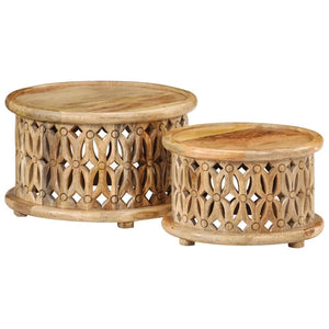 Galleria Design 2 Piece Coffee Table Set Solid Wood Mango