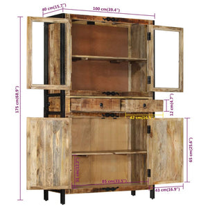 Galleria Design Highboard 100x40x175 cm Solid Rough Wood Mango