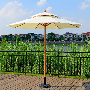 Patio umbrella steel iron woodlike centre pole parasol 2.7 meter double roof Cabana garden furniture shading good quality Hot selling - Galleria Design