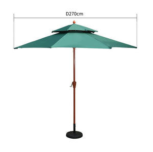 Patio umbrella steel iron woodlike centre pole parasol 2.7 meter double roof Cabana garden furniture shading good quality Hot selling - Galleria Design