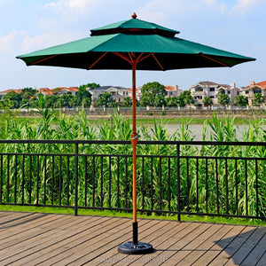 Patio umbrella steel iron woodlike centre pole parasol 2.7 meter double roof Cabana garden furniture shading good quality Hot selling - Galleria Design