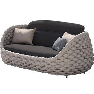 4-person outdoor furniture aluminum wicker - hemp rope  sofa leisure set with cushions