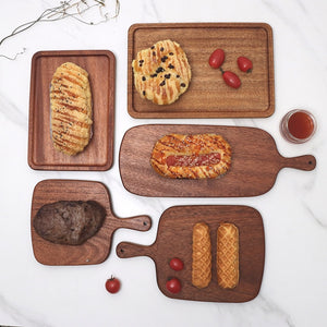 Wooden Tray with Handle Western Handle Pizza Steak Plate Solid Wood Sushi Plate Bread Fruit Tray Plates Tableware