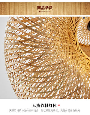 Sustainable Bamboo Weaving Chandelier Lamp 40/80cm Hanging LED Ceiling Light Pendant Lamp