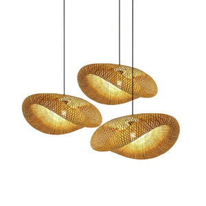 Sustainable Bamboo Weaving Chandelier Lamp 40/80cm Hanging LED Ceiling Light Pendant Lamp