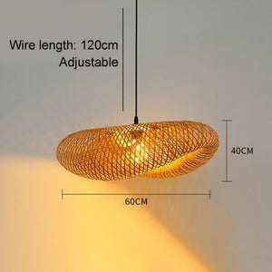 Sustainable Bamboo Weaving Chandelier Lamp 40/80cm Hanging LED Ceiling Light Pendant Lamp