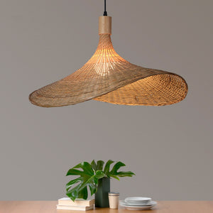 Hand woven bamboo lamp