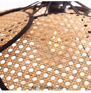 French Designer Rattan Wicker Chandelier Screen Cannage