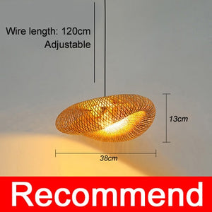 Sustainable Bamboo Weaving Chandelier Lamp 40/80cm Hanging LED Ceiling Light Pendant Lamp