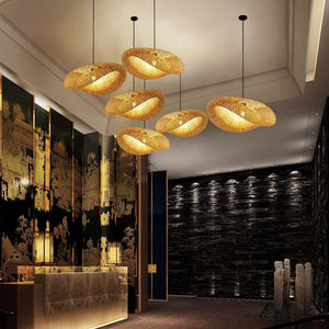 Sustainable Bamboo Weaving Chandelier Lamp 40/80cm Hanging LED Ceiling Light Pendant Lamp