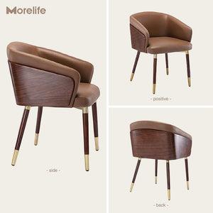 Nordic style solid wood metal leg armchair