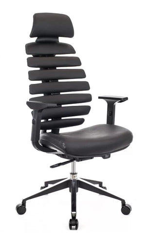 Ergonomic Chair - Natural Leather Black