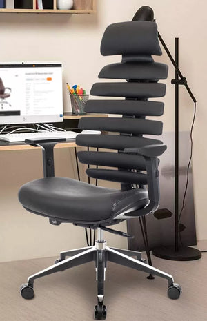 Ergonomic Chair - Natural Leather Black